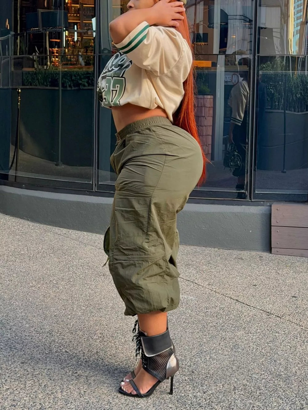 Baggy Cargo Cropped Pants option 5