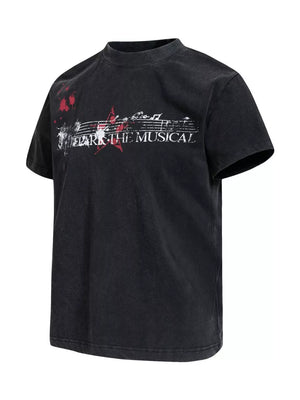 Crew-neck Graphic Short-sleeve Top in Black