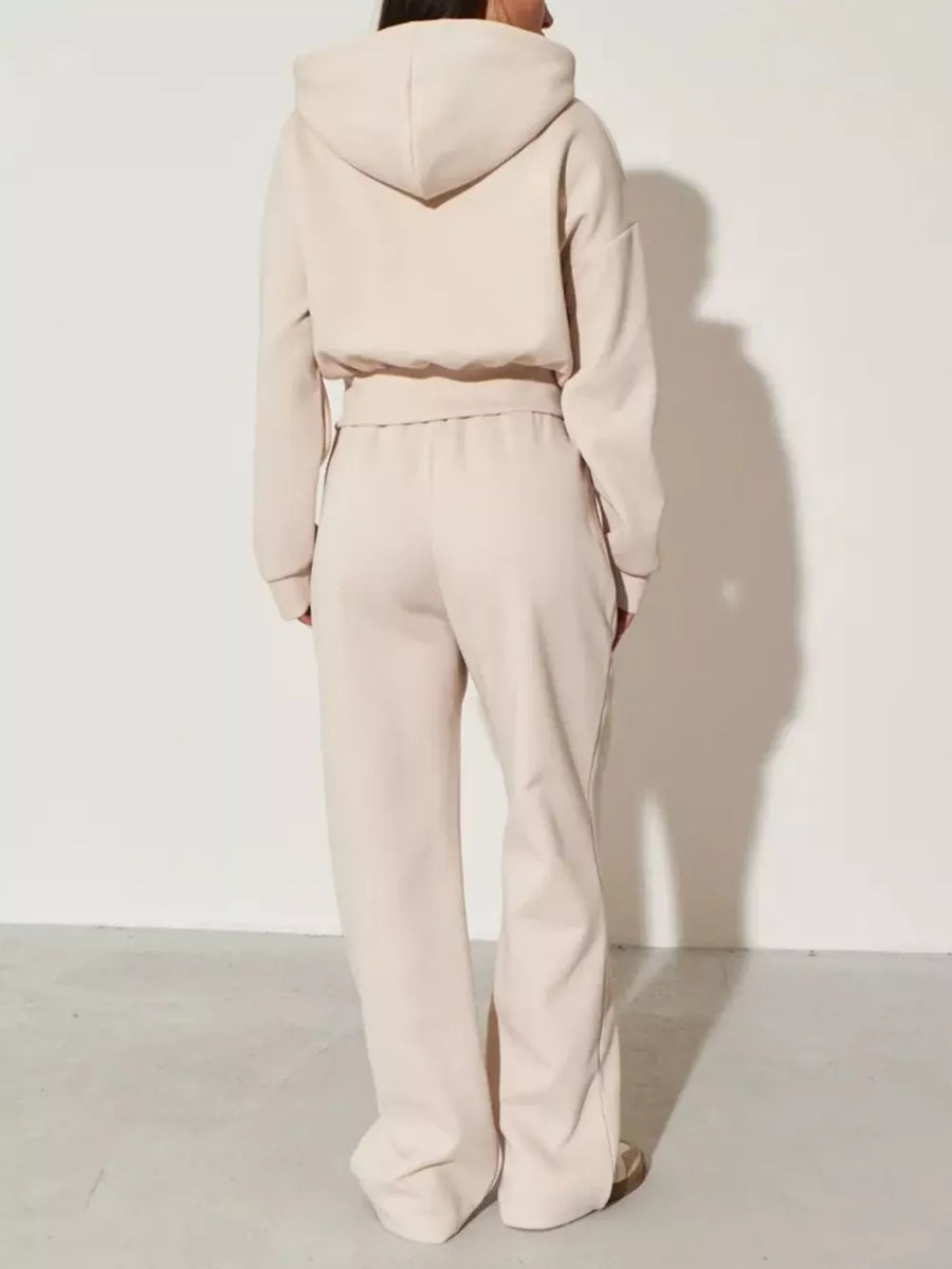 Zip-up Hoodie And Wide-leg Pants Set in Pink, view 12