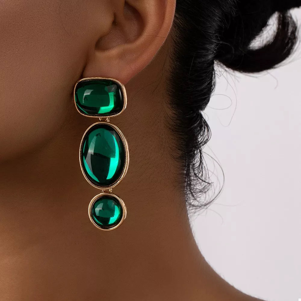 earrings in emerald green featuring drop design and drop fit