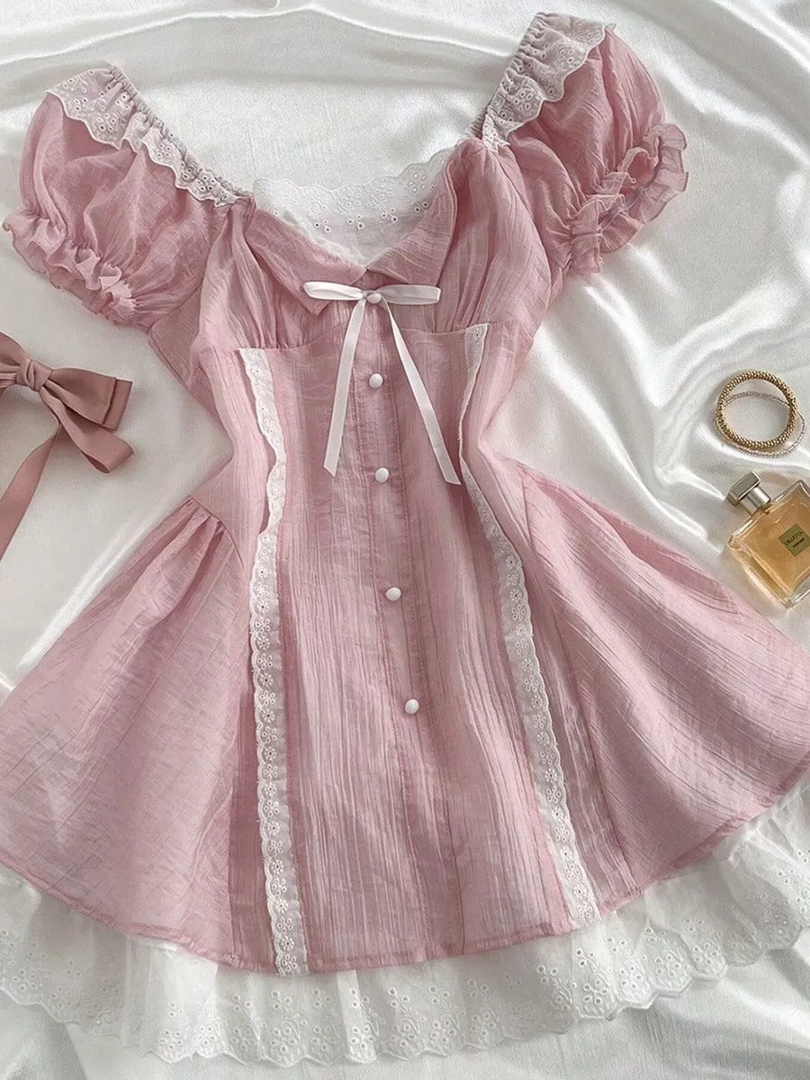 Lace Detail Cap Sleeve Mini Dress option 5