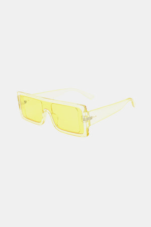 Sunset Gradient Rectangular Sunglasses in Neon Yellow with clear frame