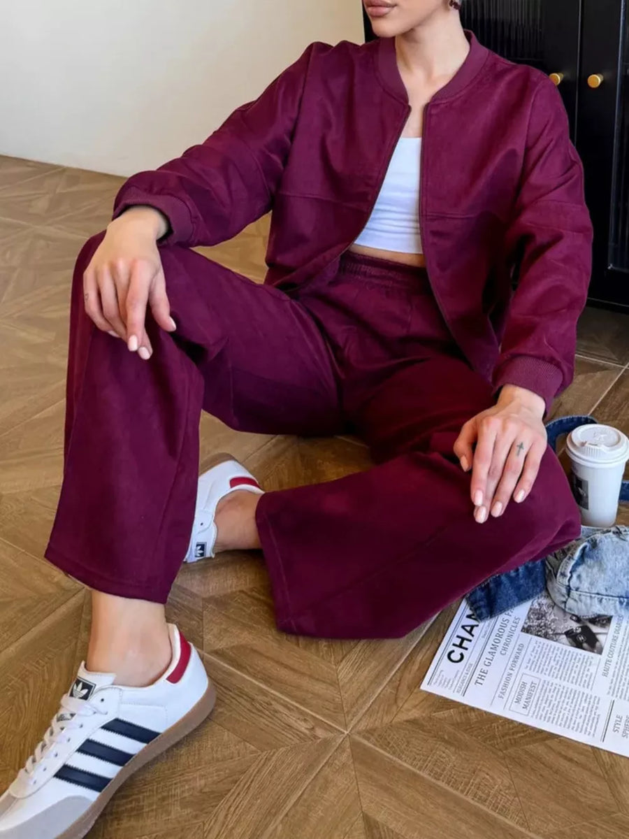 athleisure lounge set in Dark Gray with crew neck