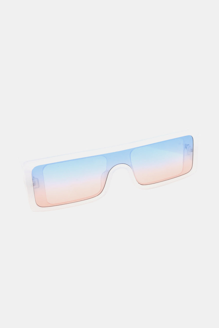Sunset gradient rectangular sunglasses with white frame and gradient lenses.