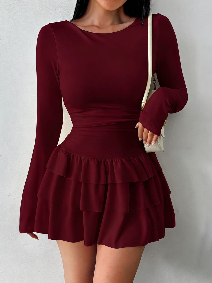 mini dress in Black with layered and mini