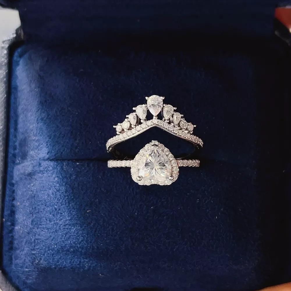 2 Carat 925 Sterling Silver Moissanite Ring Set in Silver