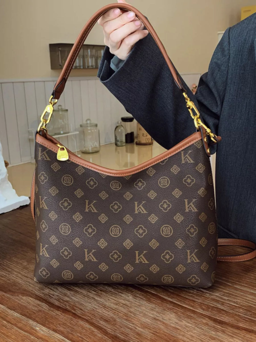 Monogram Pattern Shoulder Bag in Brown