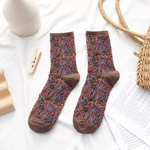 Black socks with crew-length and elastic