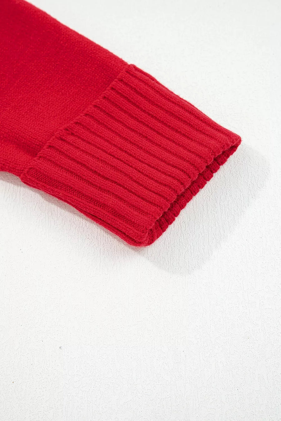 Deep Red relaxed pullover sweater with v-neck