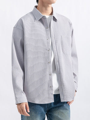 Light Gray button-down shirt with button cuffs and long sleeve