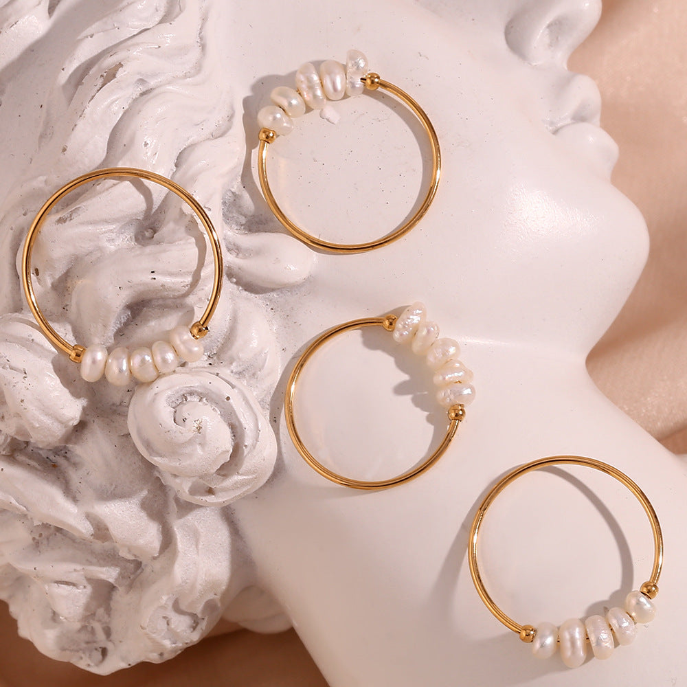18K Gold-Plated Baroque Pearl Ring in gold with 18K gold-plated