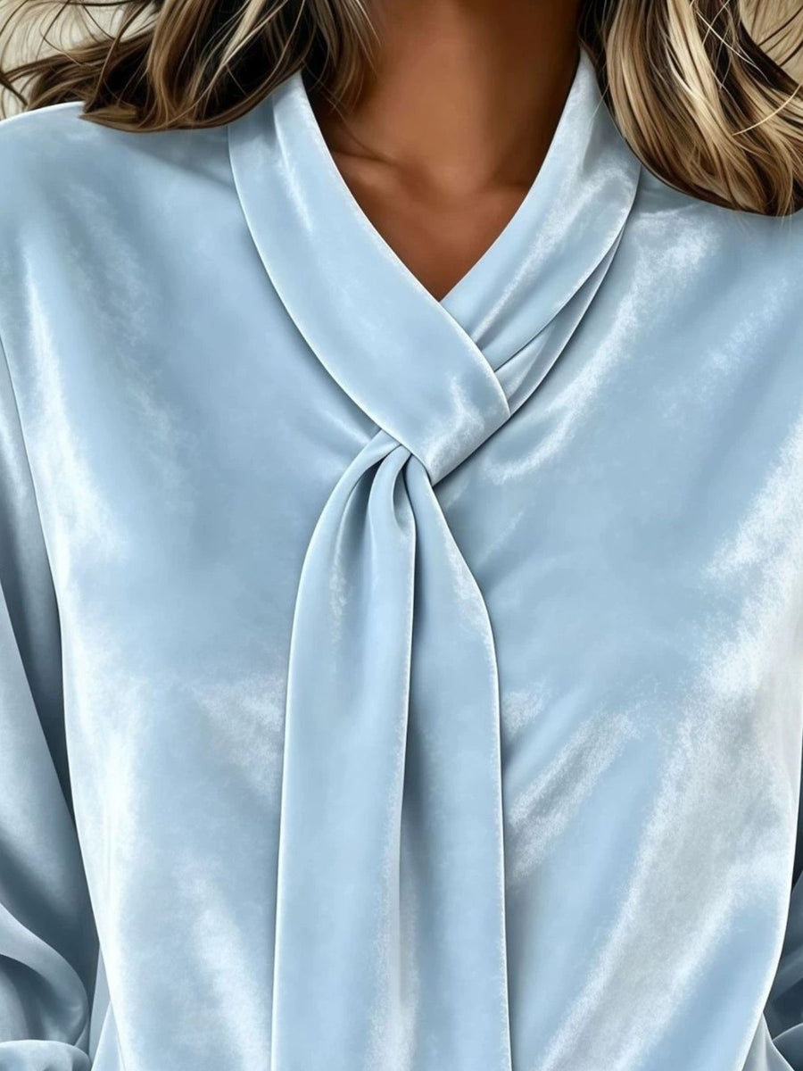 100% polyester Care instructions: Machine wash cold blouse in Sky Blue with regular silhouette