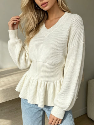 100% polyester Care instructions: Machine wash cold v-neck sweater in Gray with fitted silhouette