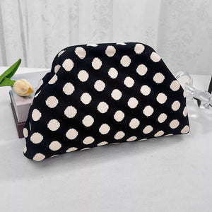 Light Yellow Polka Dot Knit Clutch Bag
