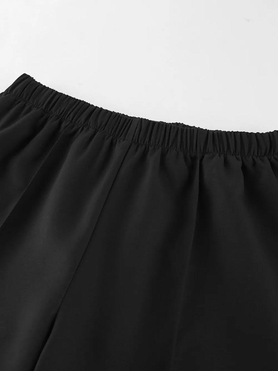 Button Down Pleated Blazer And Wide-leg Pants Set option 10
