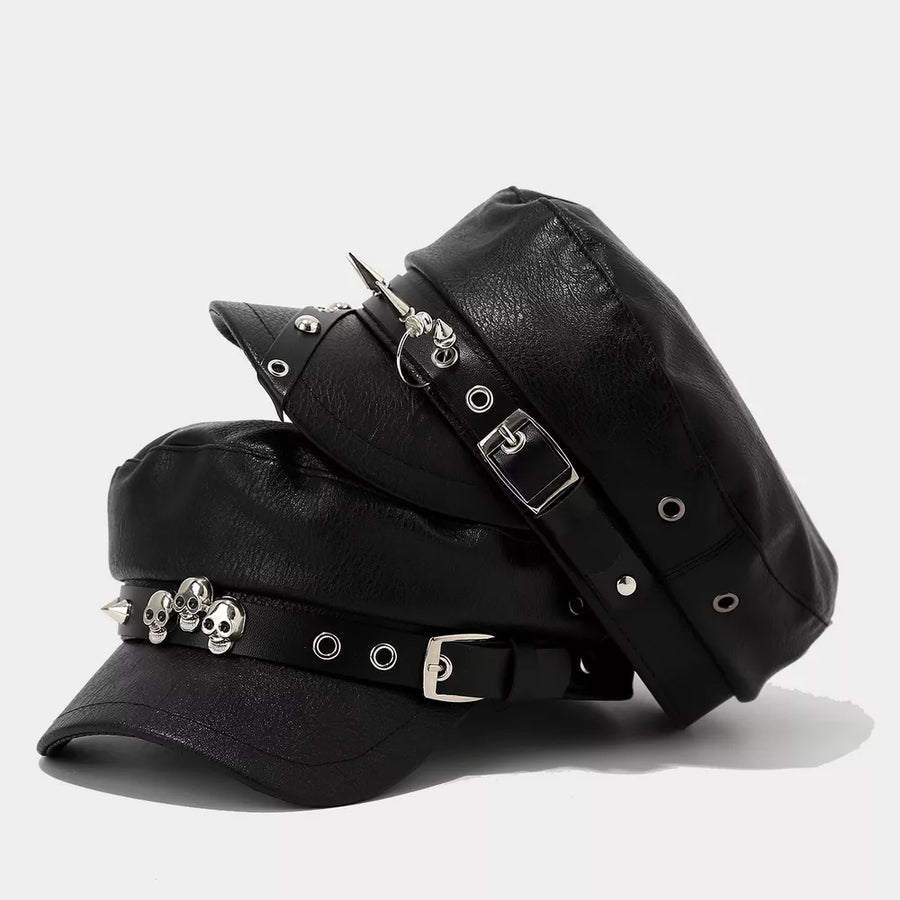 hat in black featuring studded and hat fit