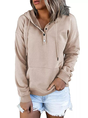 Full Size Kangaroo Pocket Drawstring Hoodie in Army Green, view 19