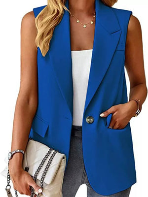 100% polyester Care instructions: Machine wash cold vest in Navy Blue with straight silhouette