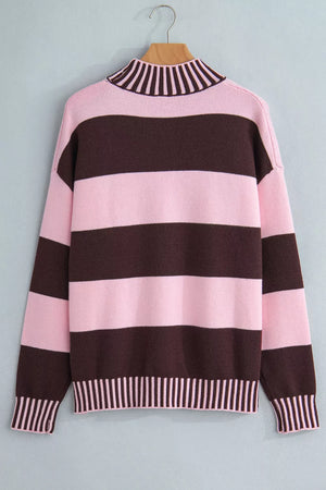 classic pullover sweater in Blush Pink with mock neck