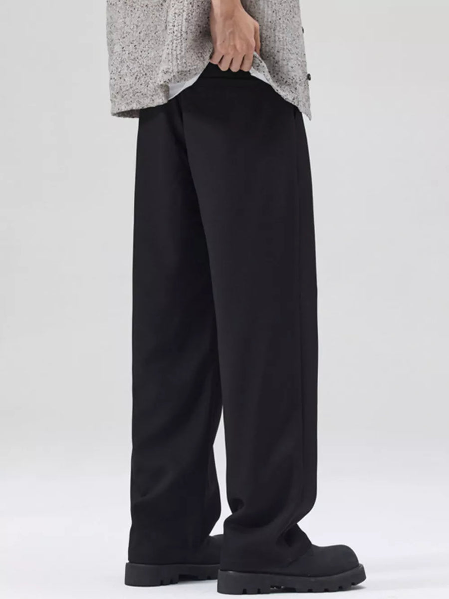 Brown Men's Wide Leg Pleated Pants Plus Size