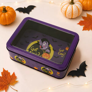 Halloween Decorative Metal Storage Box With Window in orange with window display
