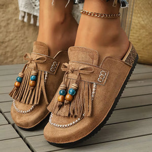 Black with Tassel Round Toe Slip-ons