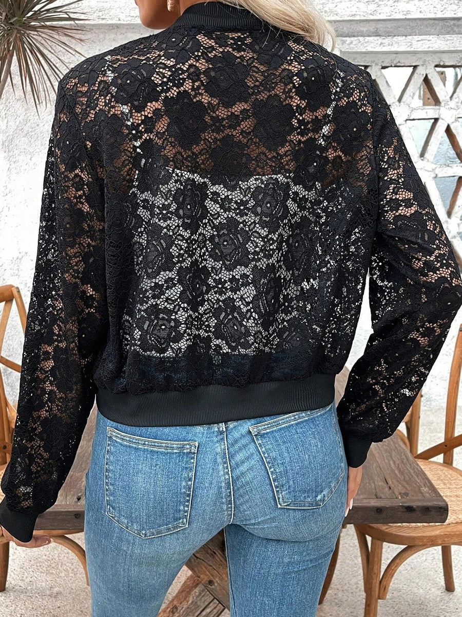 modern bomber jacket in Black with collared