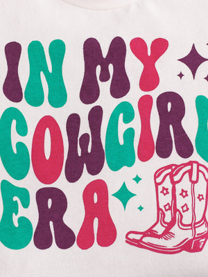 Baby girls' cotton set with "In My Cowgirl Era" graphic and cowboy boots.