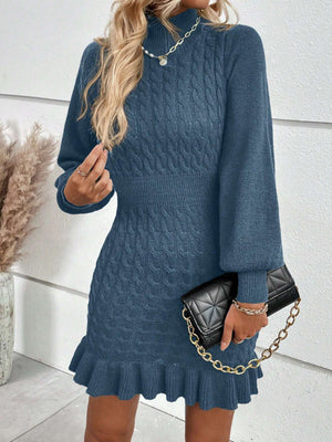 100% polyester Care instructions: Machine wash cold sweater dress in Black with fitted silhouette