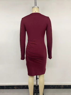 burgundy with bodycon dress with sequin 15