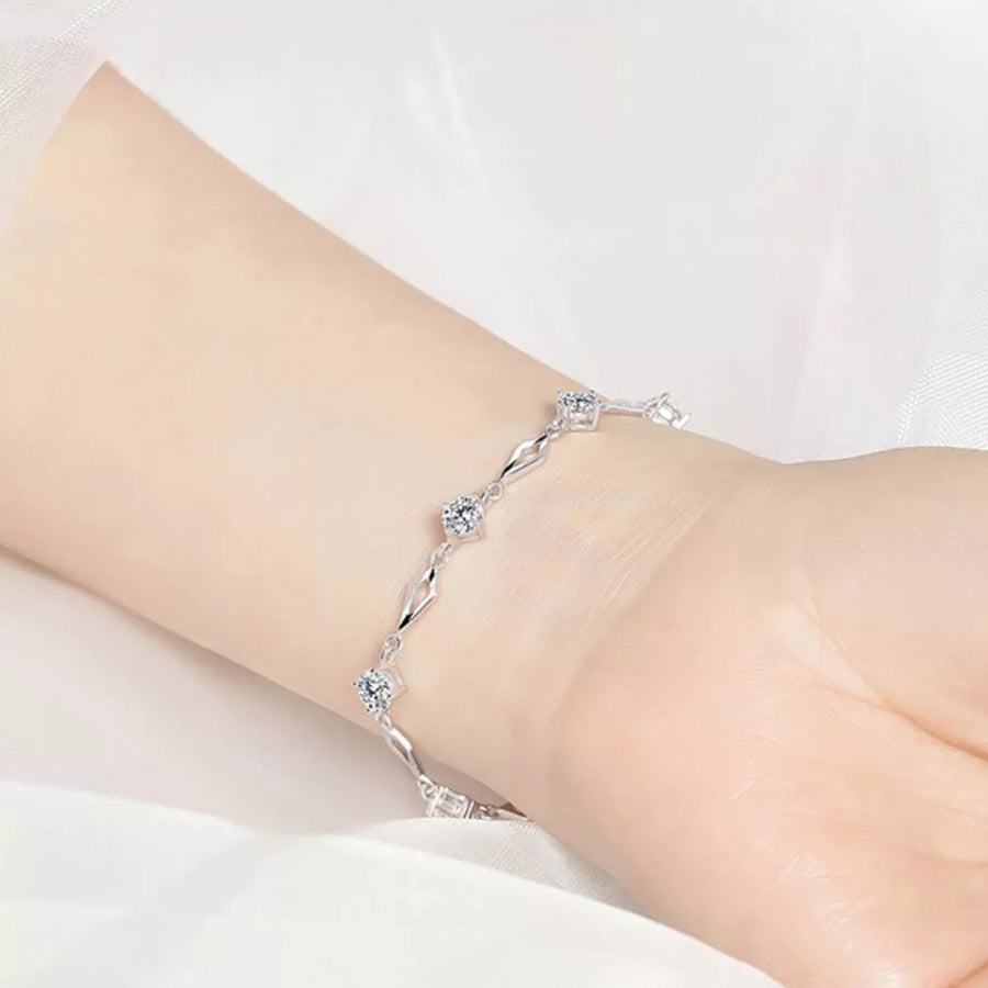 925 sterling silver,Zircon Care instructions: Avoid wearing during exercise, as bracelet in Silver with straight silhouette