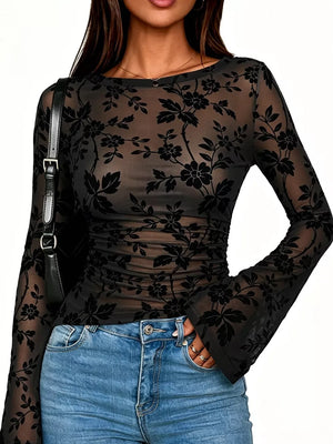 Burgundy blouse with waist-length and pullover