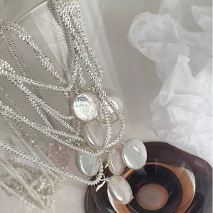 925 Sterling Silver Pearl Necklace in white with pearl pendant