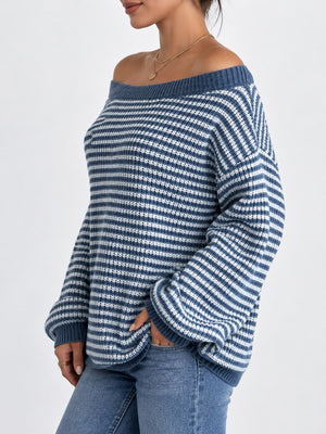 red oversized pullover sweater with off-shoulder