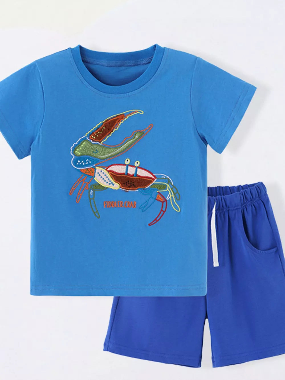 Children's Crab Embroidered T-shirt And Shorts Set in this colorway