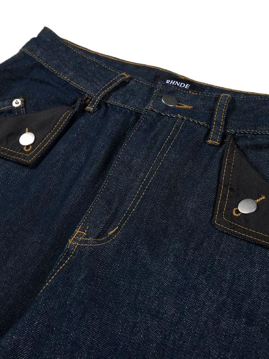 wide-leg jeans in Blue with pocketed and full-length