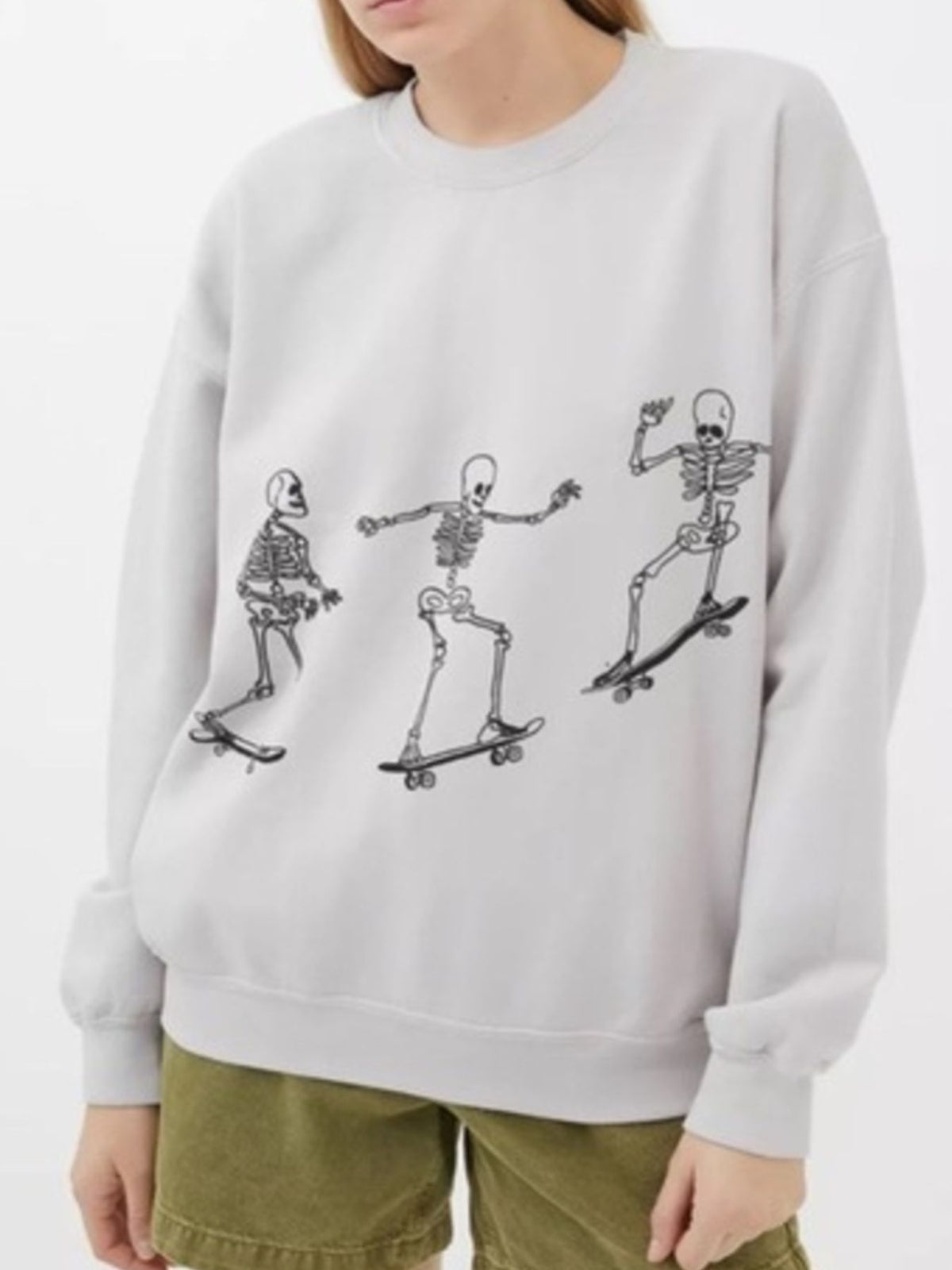 sweatshirt in Gray with ribbed cuffs and hip-length