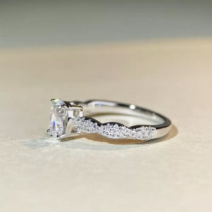 High-carbon Diamond 925 Sterling Silver Oval Ring in silver with oval cut diamond