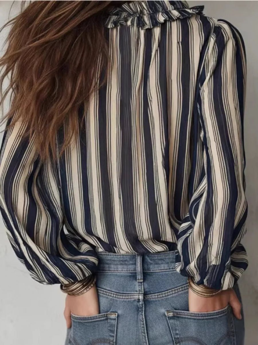 100% polyester Care instructions: Machine wash cold blouse in Dark Blue with relaxed silhouette