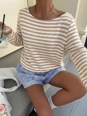 classic t-shirt in Pink with boat neck