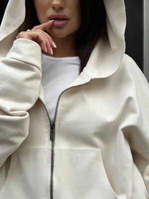 athleisure lounge set in Apricot with hooded