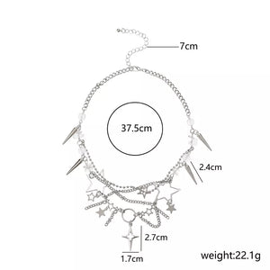Titanium Steel Gothic Star Cross Choker Necklace option 5