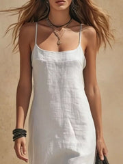 Brown A-line maxi dress with square neck