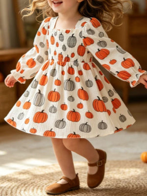 playful A-line dress in Off-white with square neck