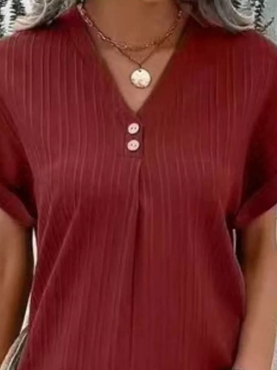 Full Size Casual V-neck Short Sleeve Dress in Silver, view 17