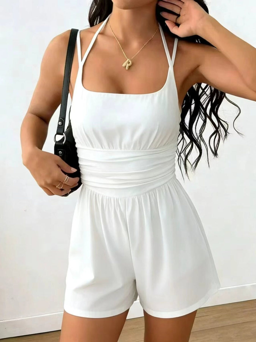 modern romper in Dark Green with square neck