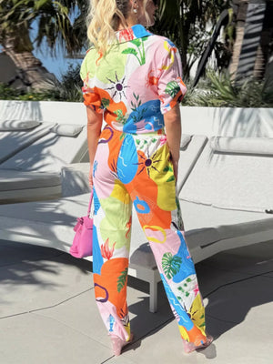 100% polyester Care instructions: Machine wash cold two-piece set in lime green with relaxed silhouette