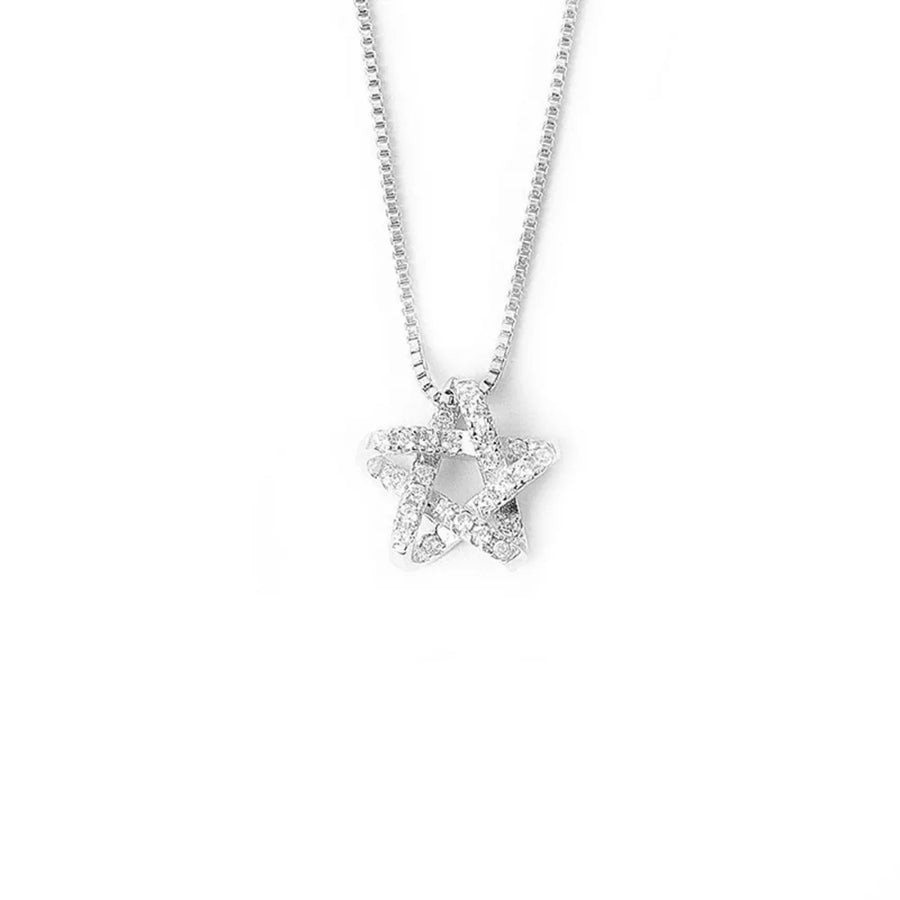 necklace featuring star in Silver with 925 sterling silver,Zircon Care instructions: Avoid wearing during exercise, as