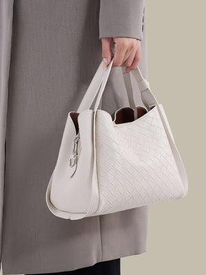 PU Leather Imported Size &amp crossbody bag in cream with soft structured silhouette