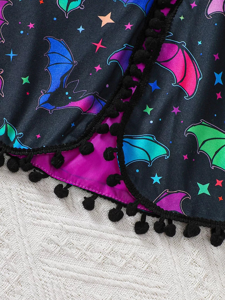 mini dress featuring bat-print in black with 65% cotton, 35% polyester Care instructions: Machine wash cold texture